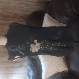 Belle Vere Womens Slate Blue Floral Cap Flutter Sleeve Blouse Size XS